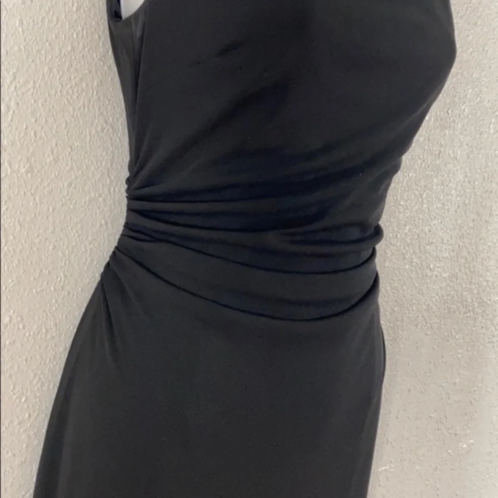 David Meister black drape neck cocktail dress V27
